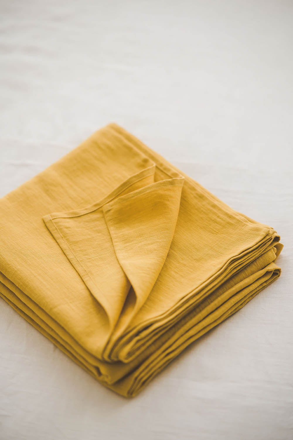 Mimosa yellow linen flat sheet