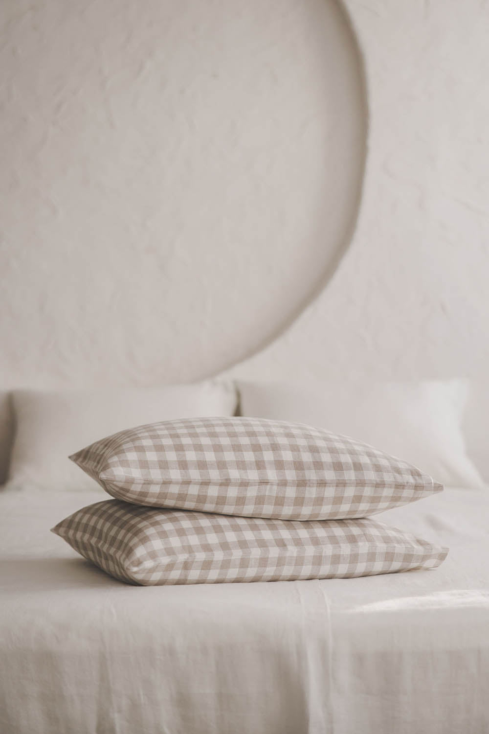 Checkered linen pillowcase