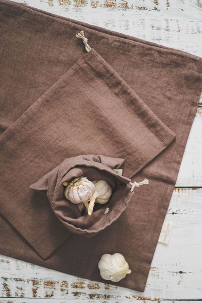 Cocoa linen bread bag