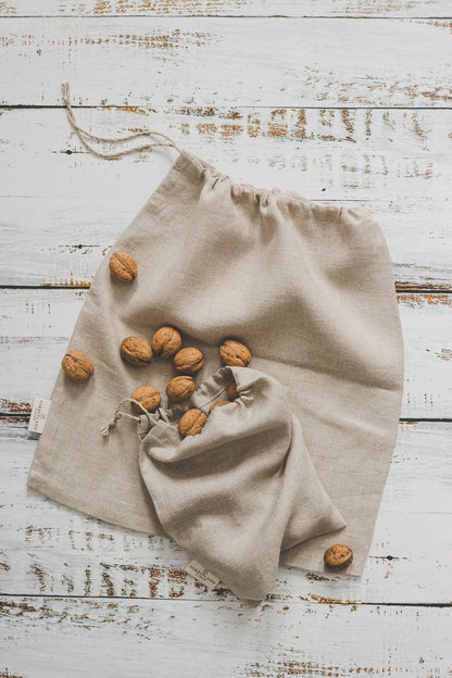 Natural linen bread bag