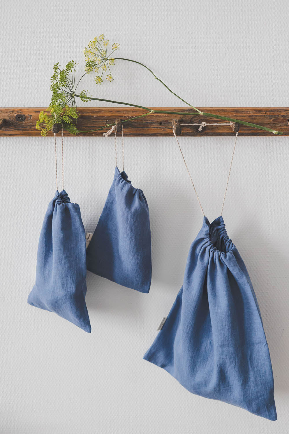 Denim blue linen bread bag