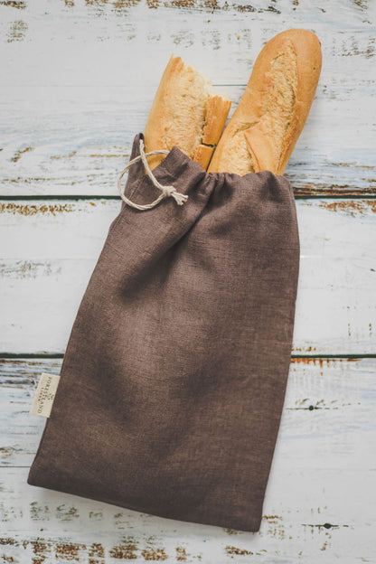 Cocoa linen bread bag