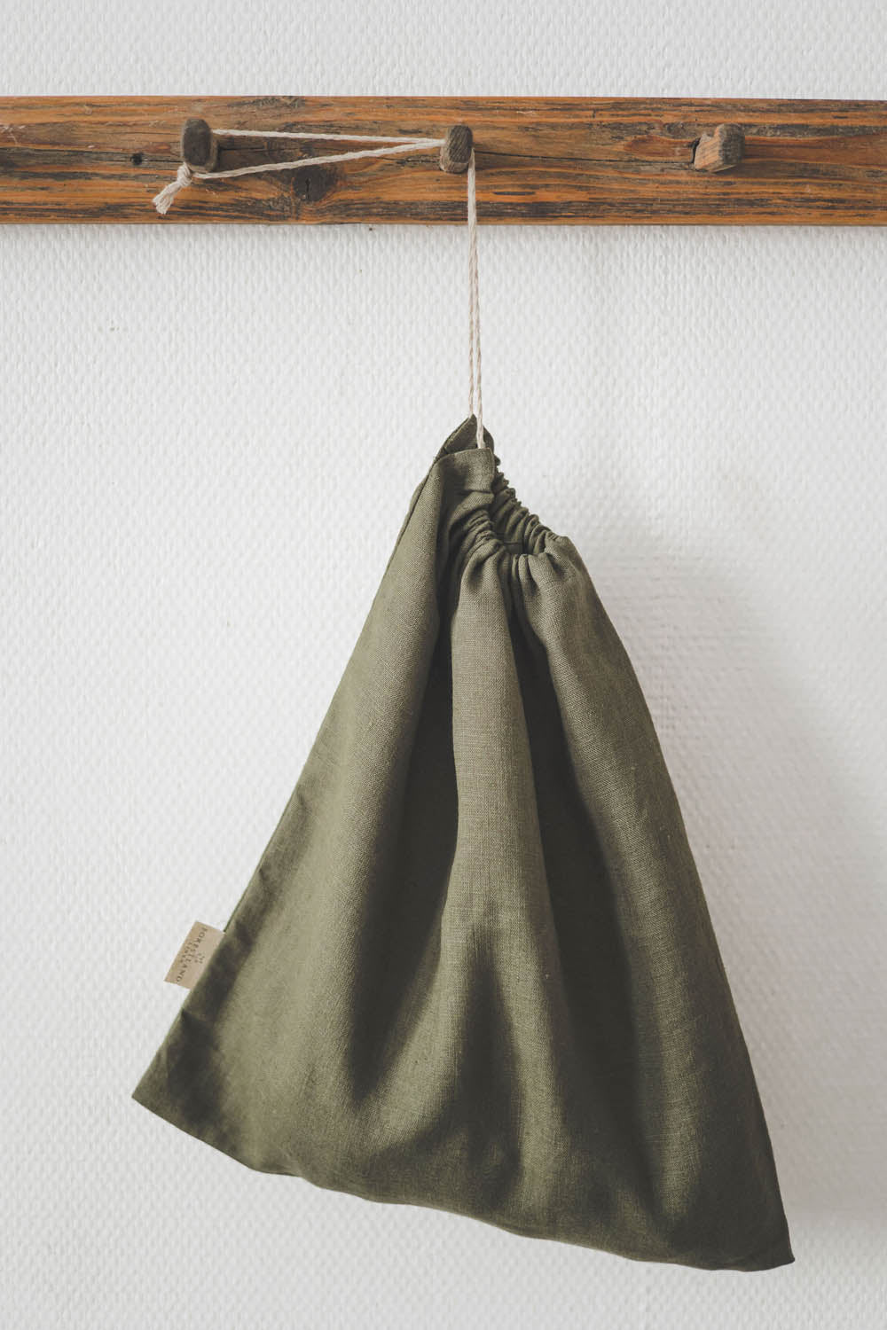 Forest green linen bread bag