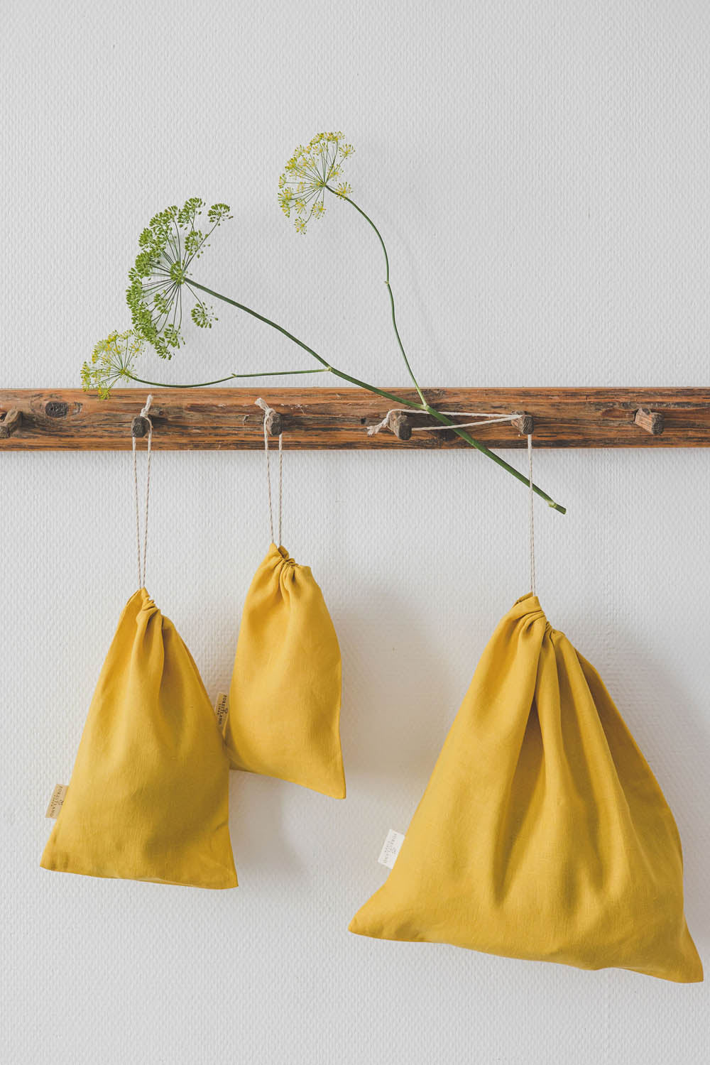 Mimosa yellow linen bread bag