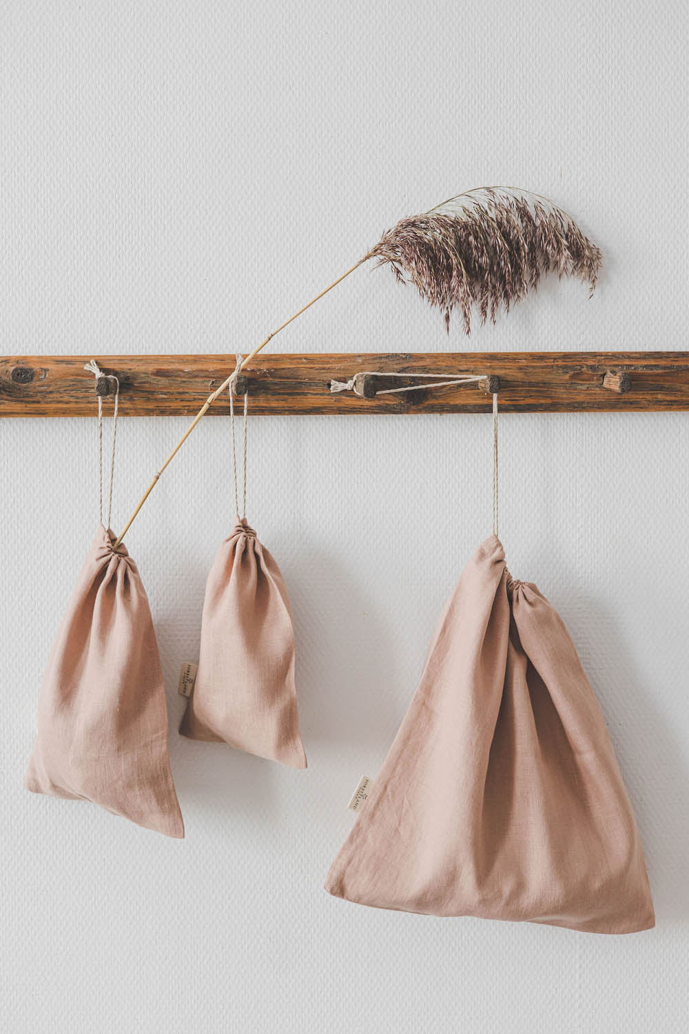 Misty rose linen bread bag