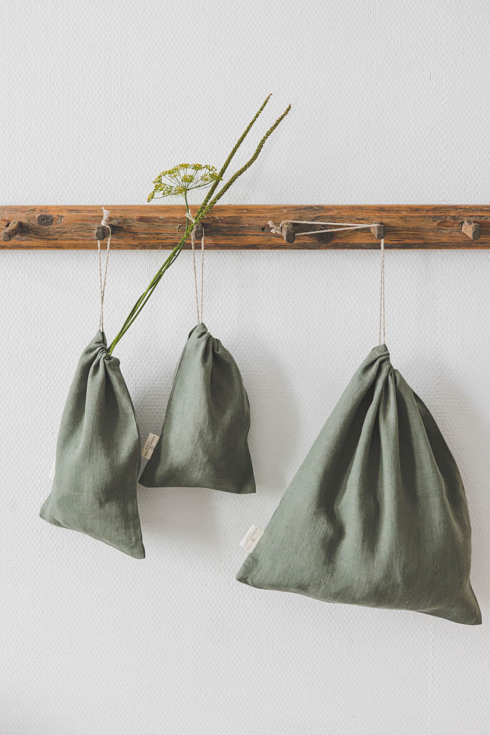 Gray green linen bread bag