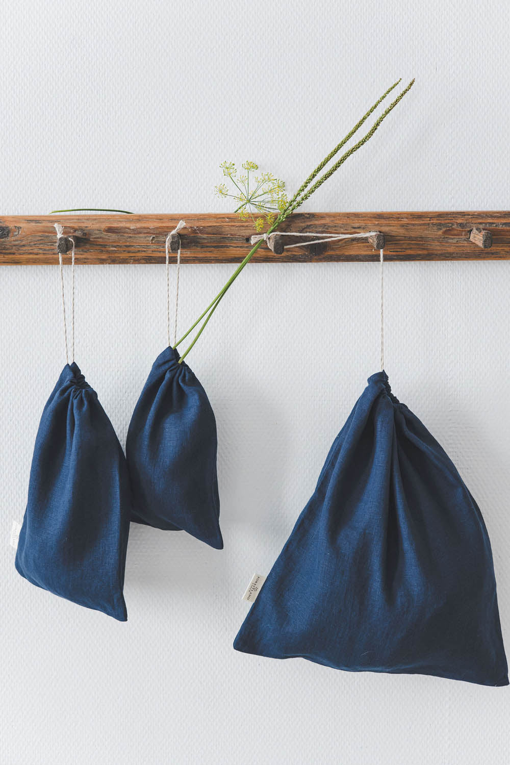 Midnight blue linen bread bag