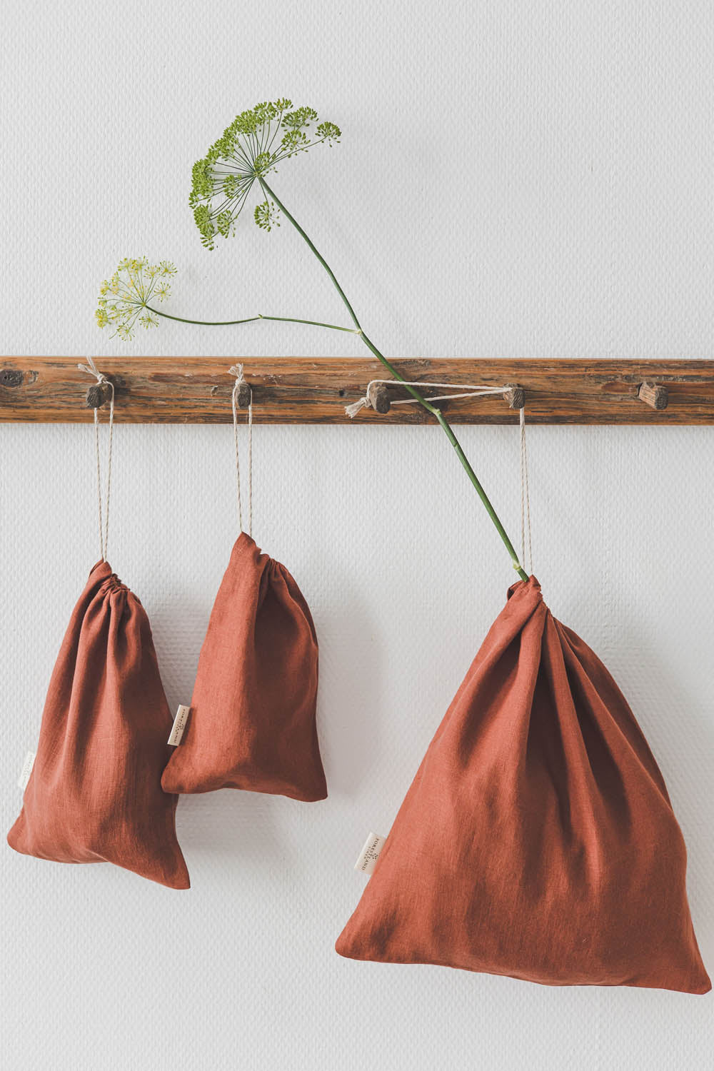 Burnt orange linen bread bag