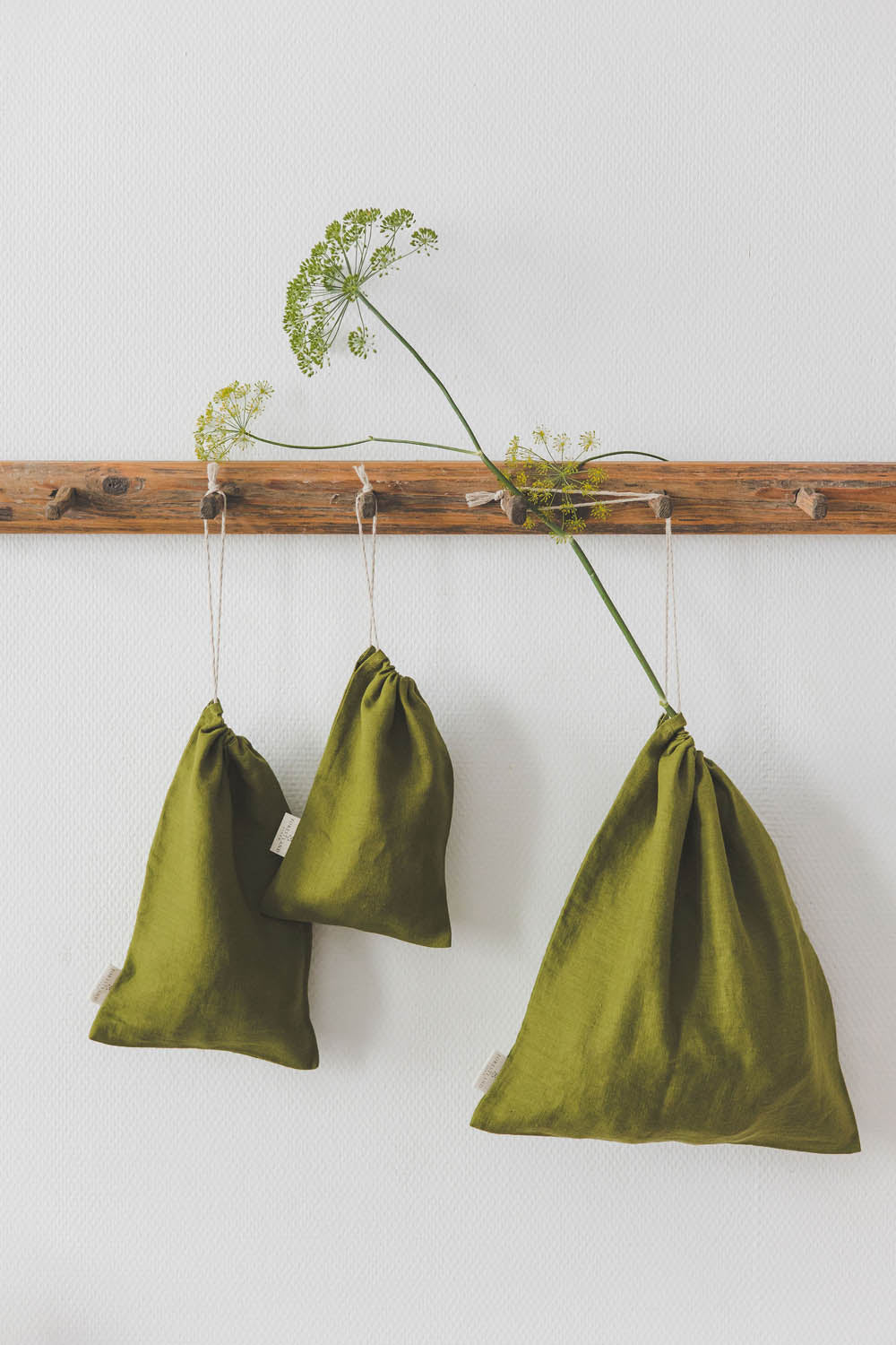 Moss green linen bread bag