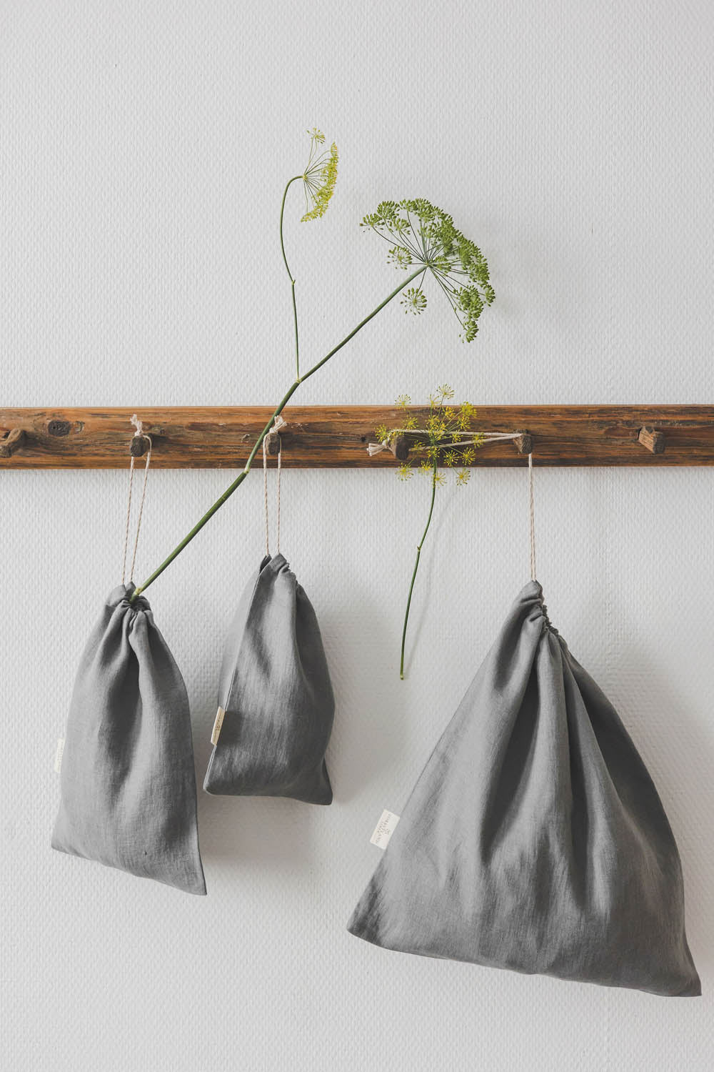 Grey linen bread bag