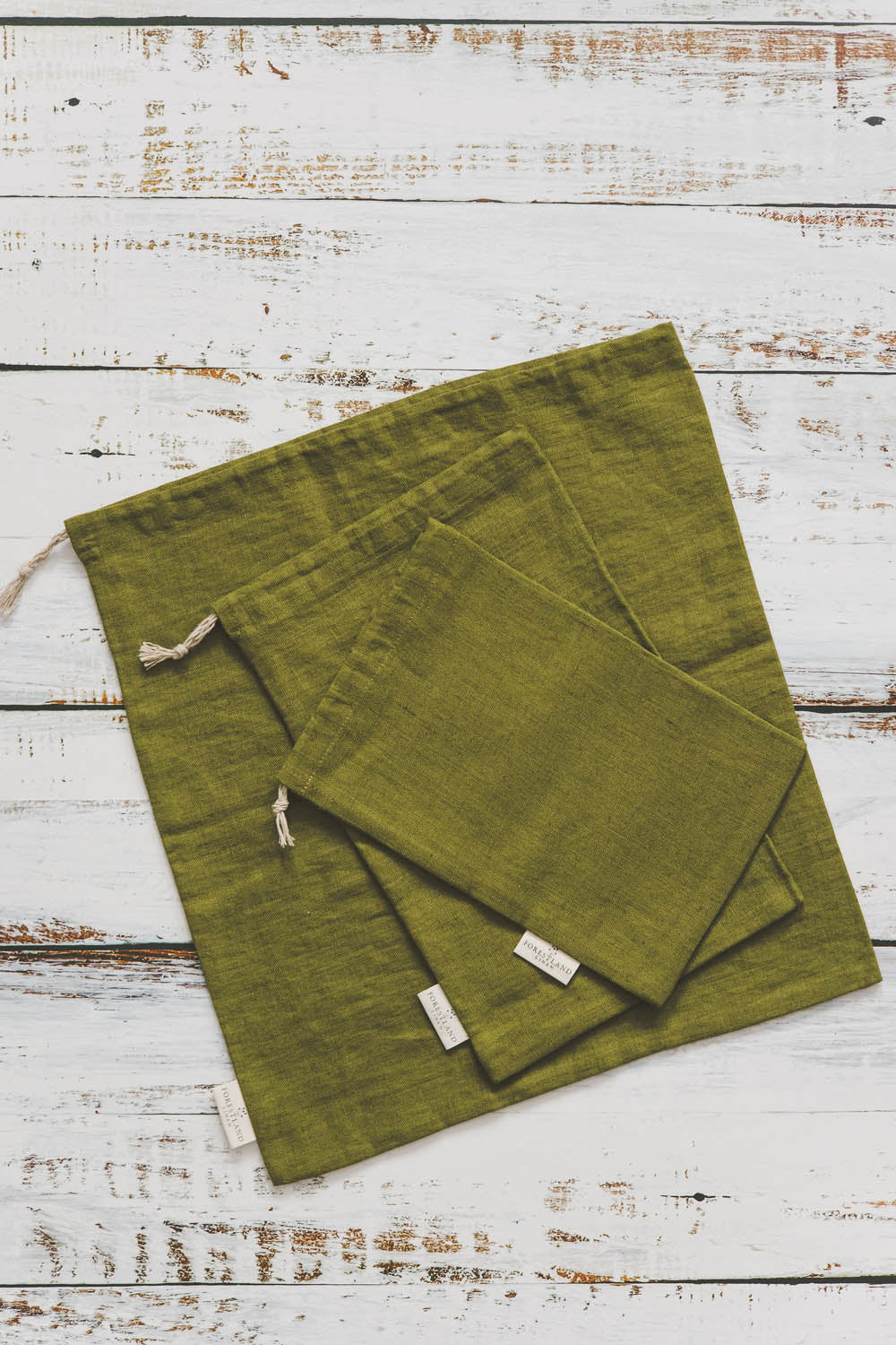 Moss green linen bread bag