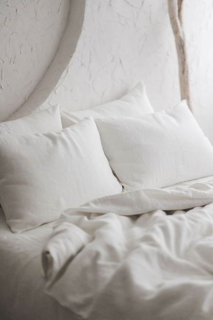 Off white linen duvet cover with buttons