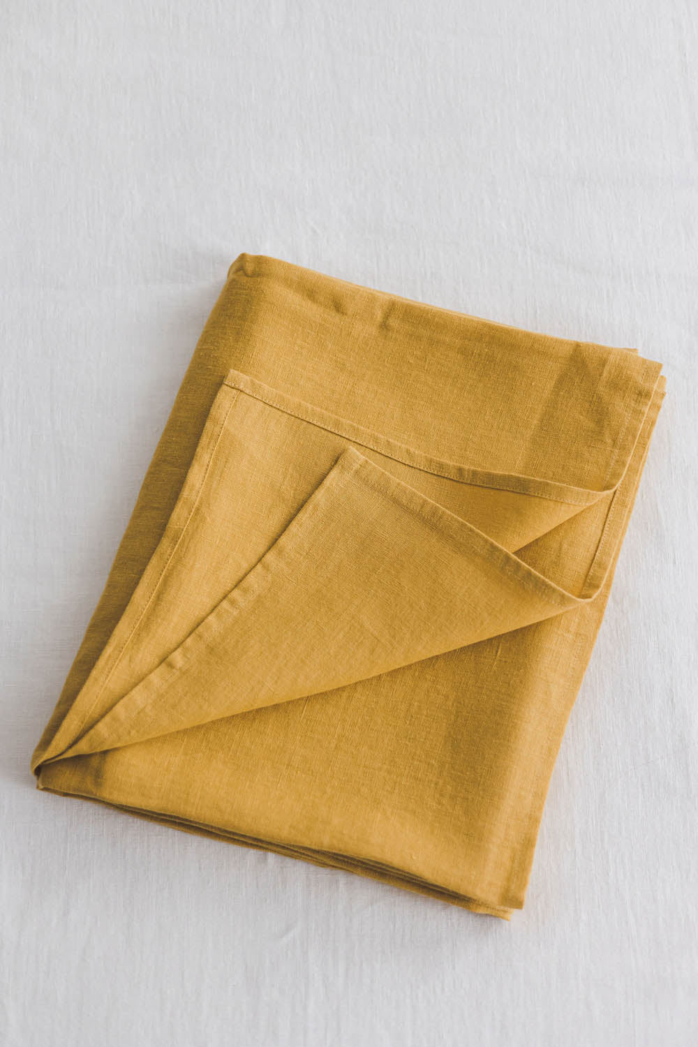 Mimosa yellow linen flat sheet