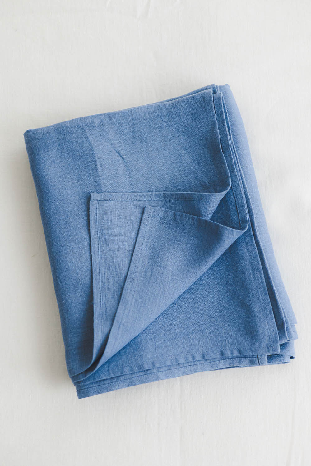 Denim blue linen flat sheet