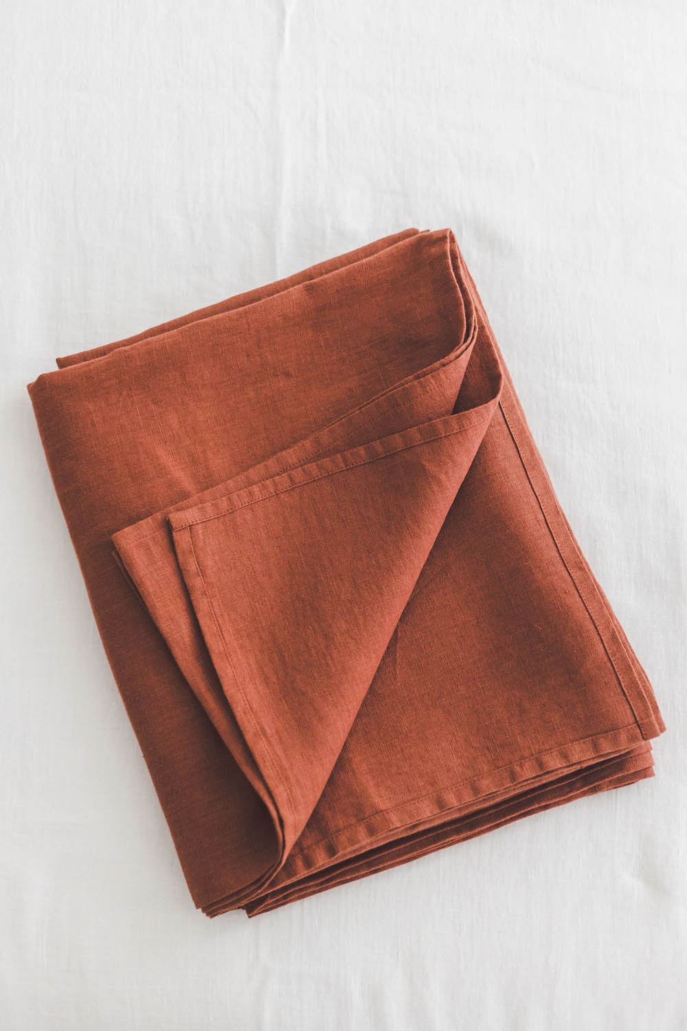 Burnt orange linen flat sheet