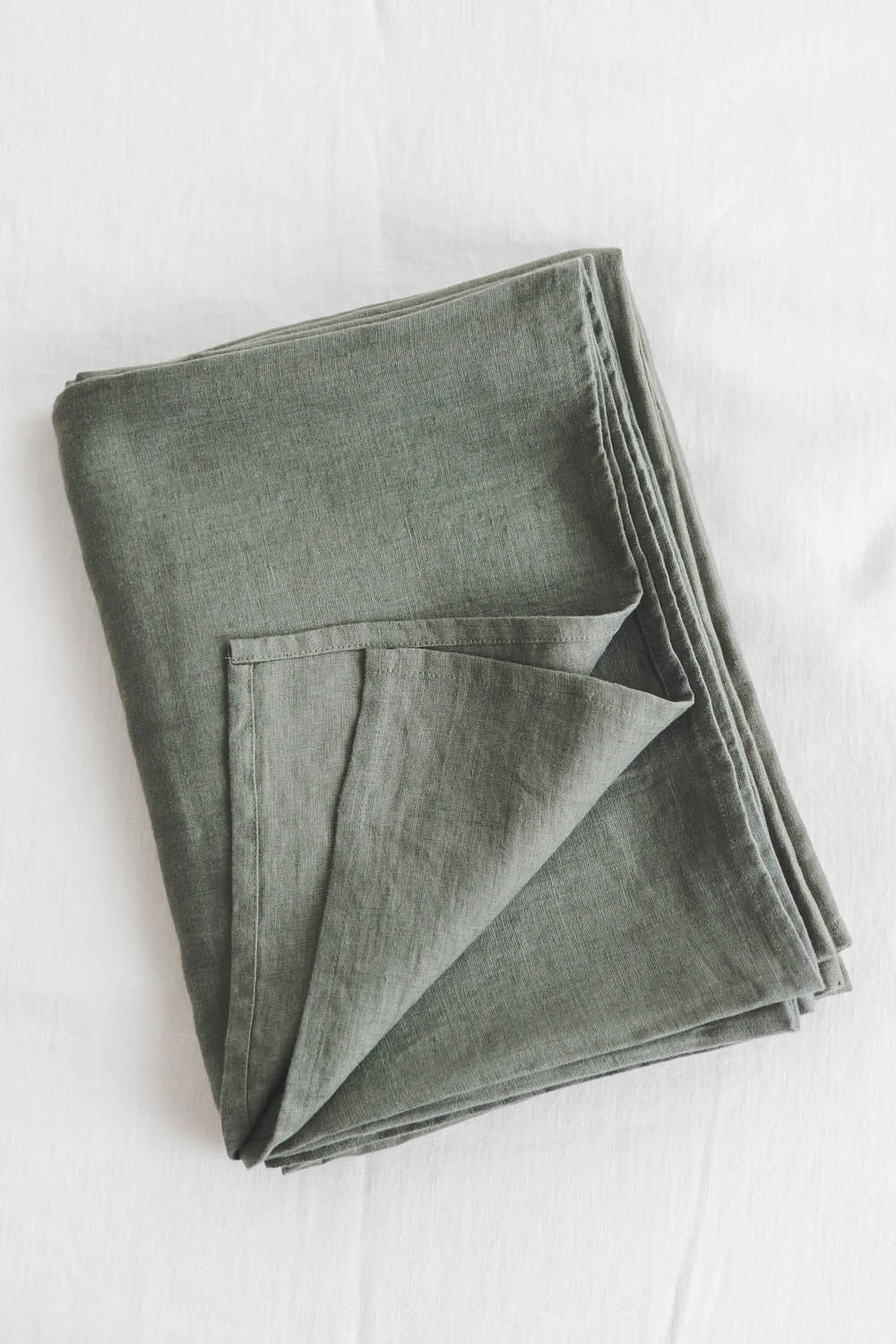 Gray green linen flat sheet