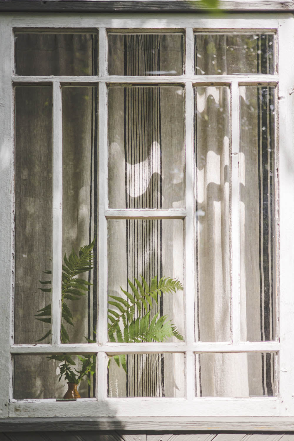 French style linen curtain with black stripes