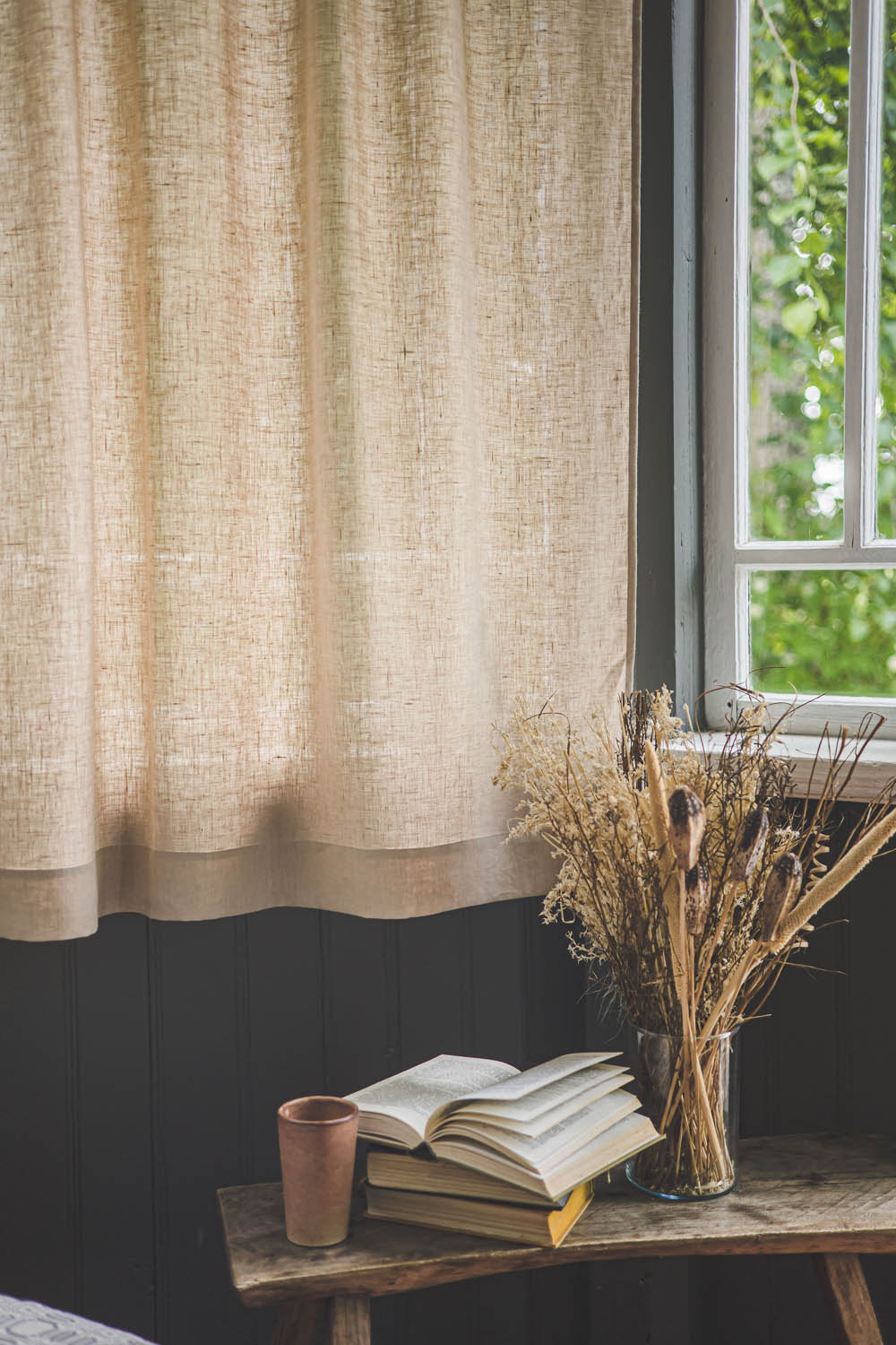 Sand linen curtain