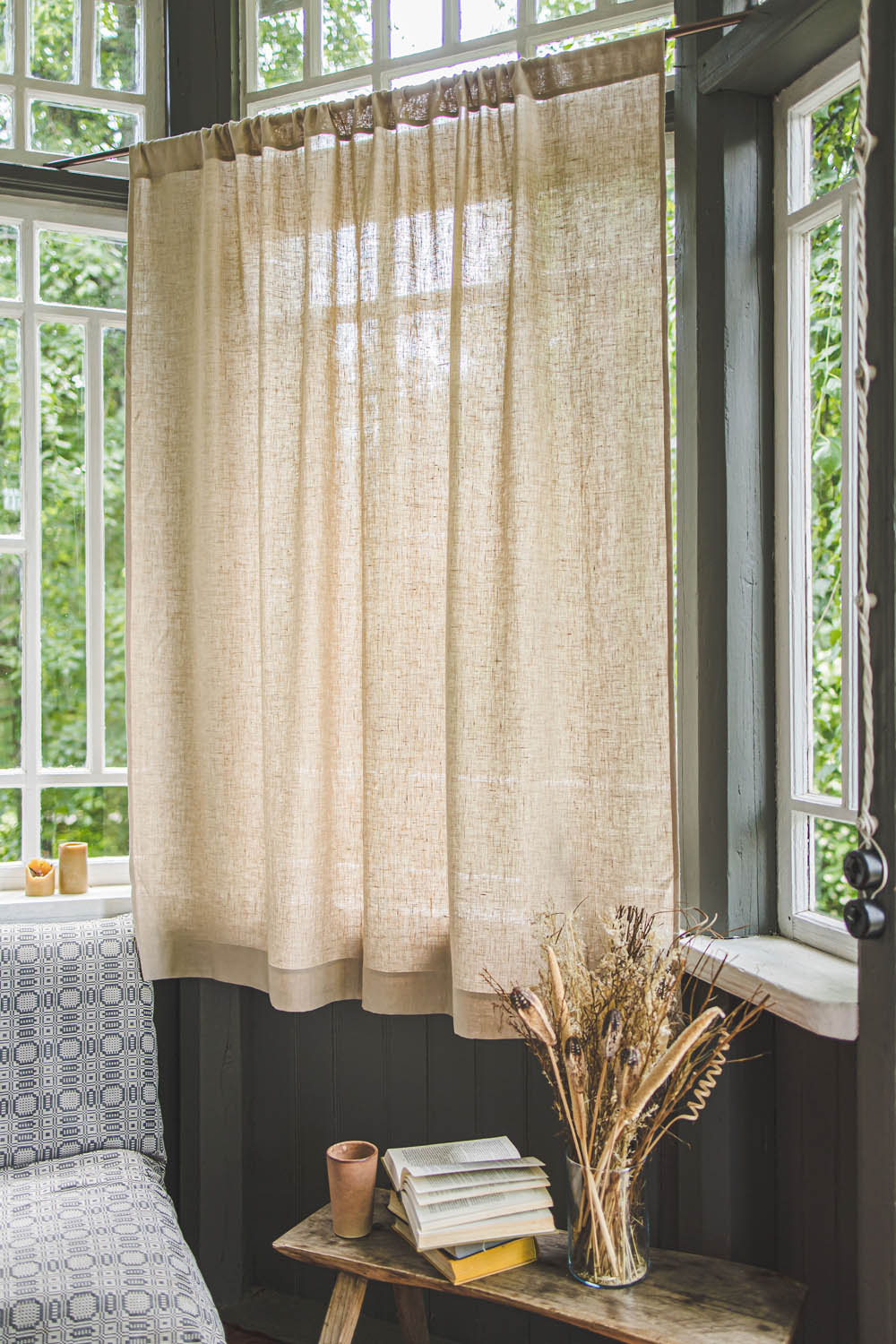 Sand linen curtain