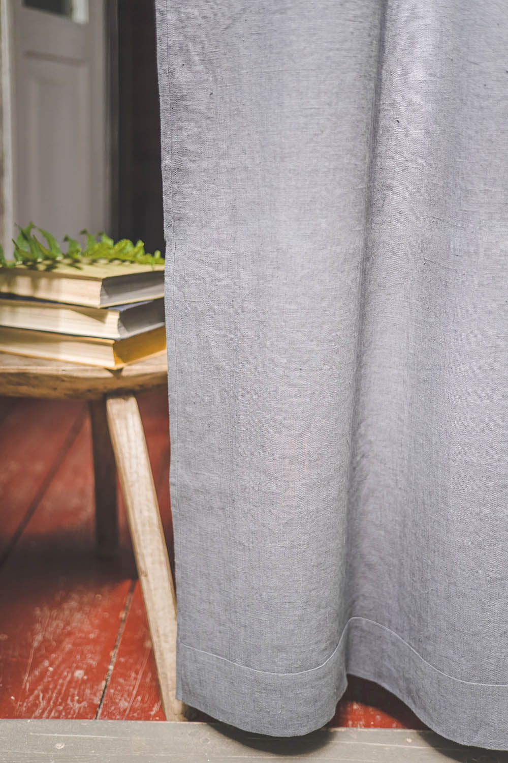 Heavyweight charcoal gray linen curtain