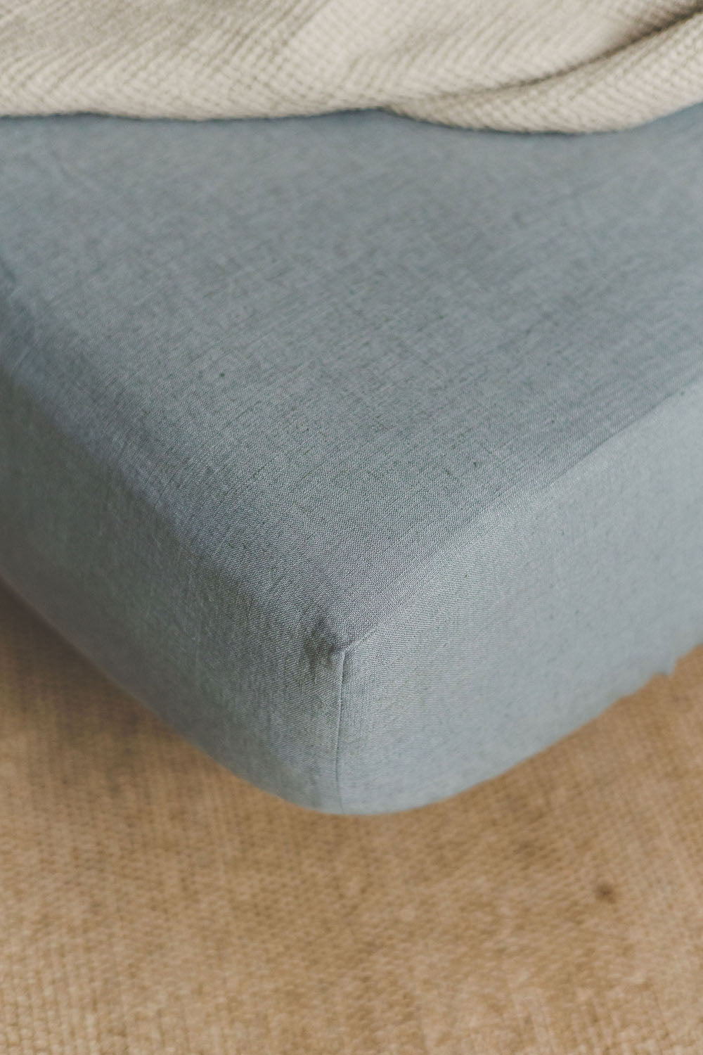 Grey linen fitted sheet