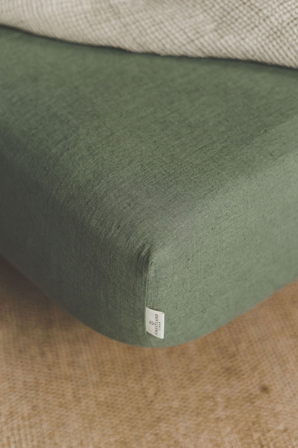 Gray green linen fitted sheet