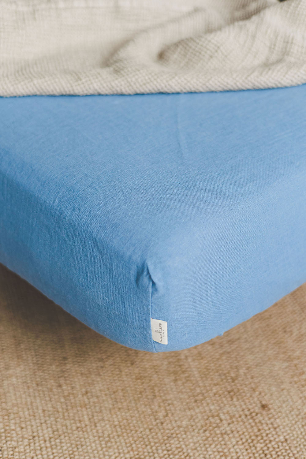 Denim blue linen fitted sheet