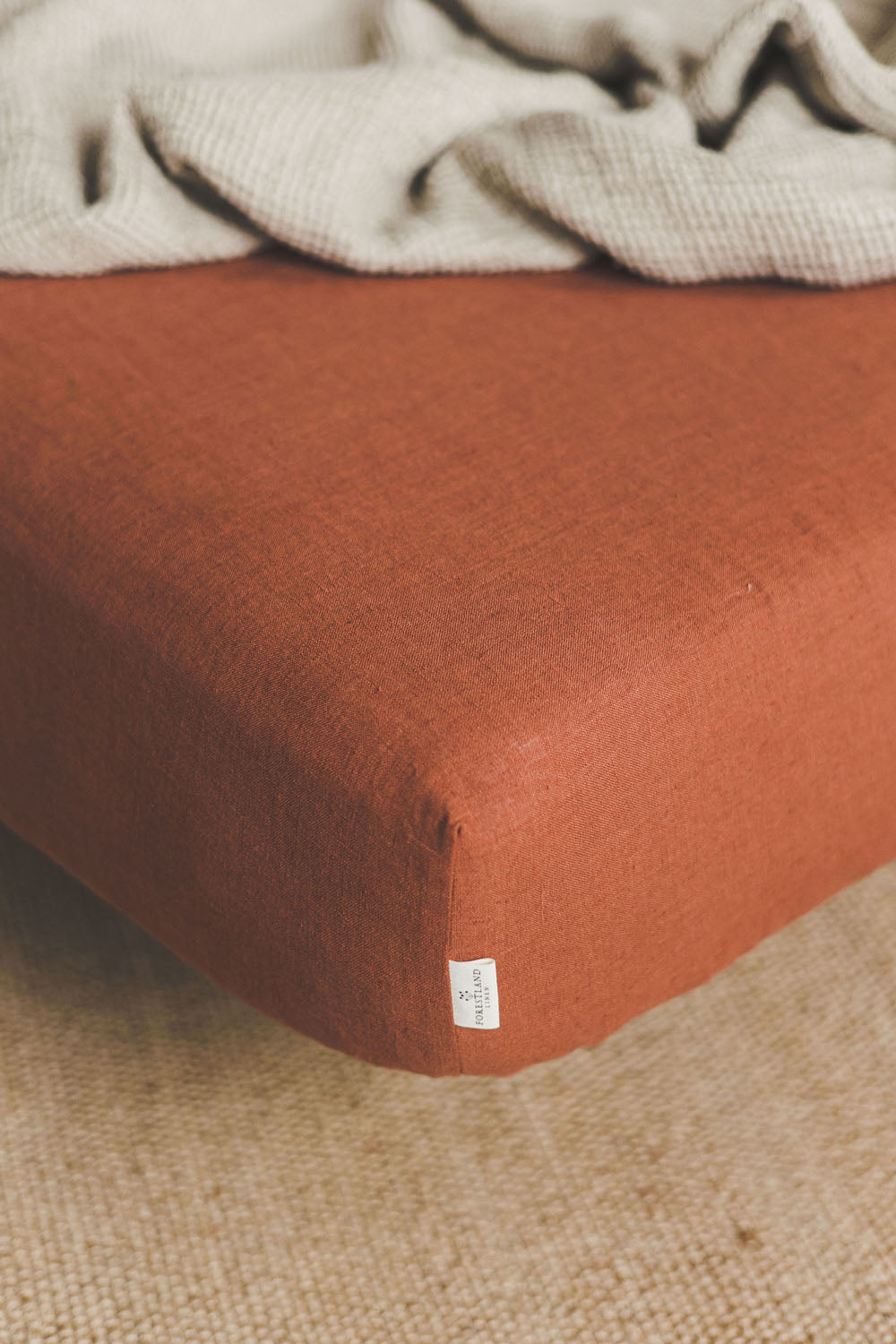 Burnt orange linen fitted sheet