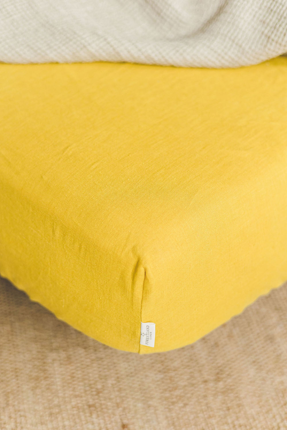 Mimosa yellow linen fitted sheet