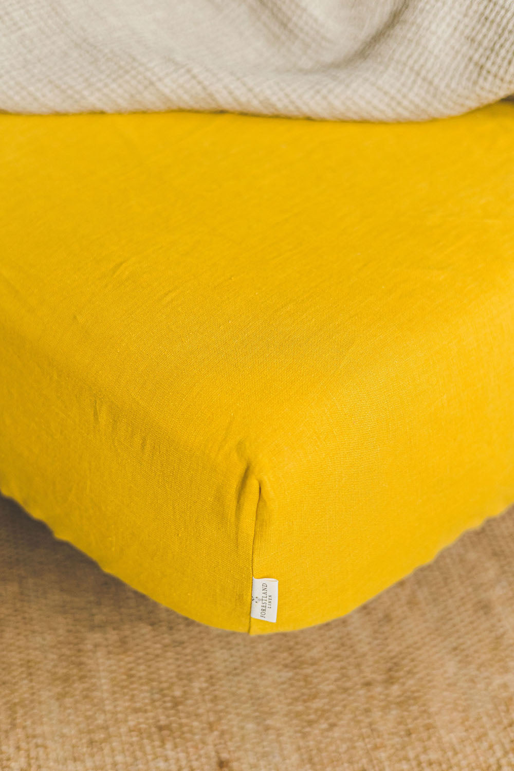 Mimosa yellow linen fitted sheet