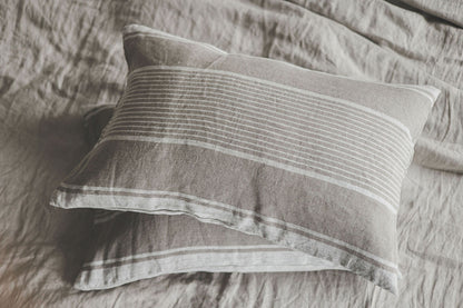 French style linen pillowcase with natural stripes