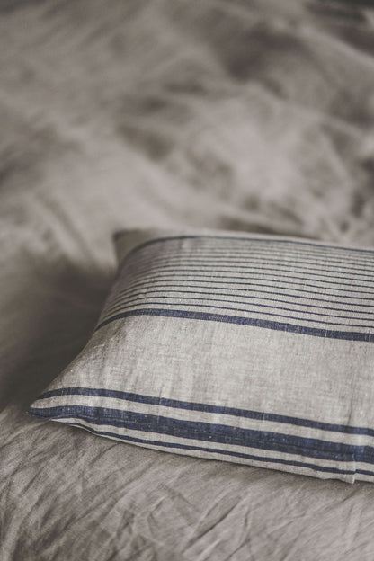 French style linen pillowcase with blue stripes