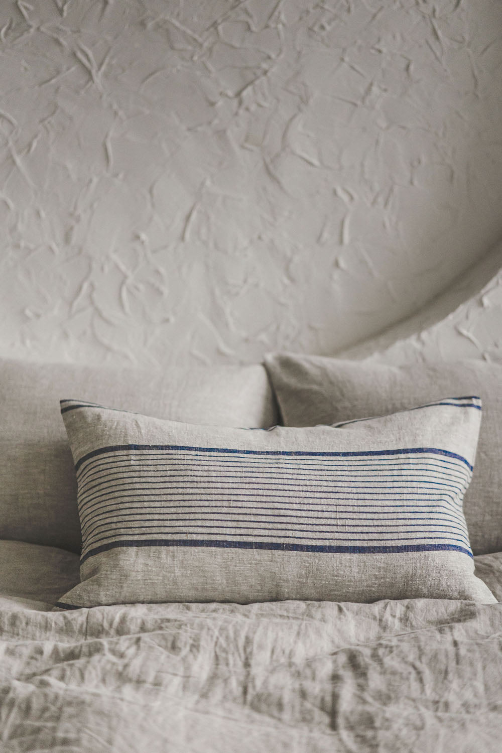 French style linen pillowcase with blue stripes