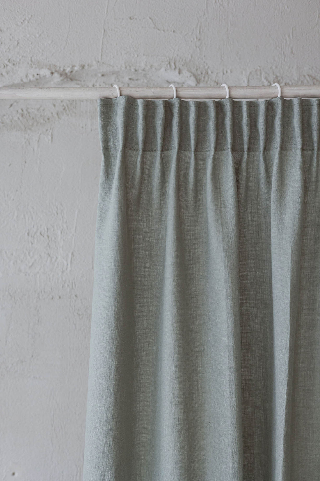 Pencil pleat linen curtain in frosty green