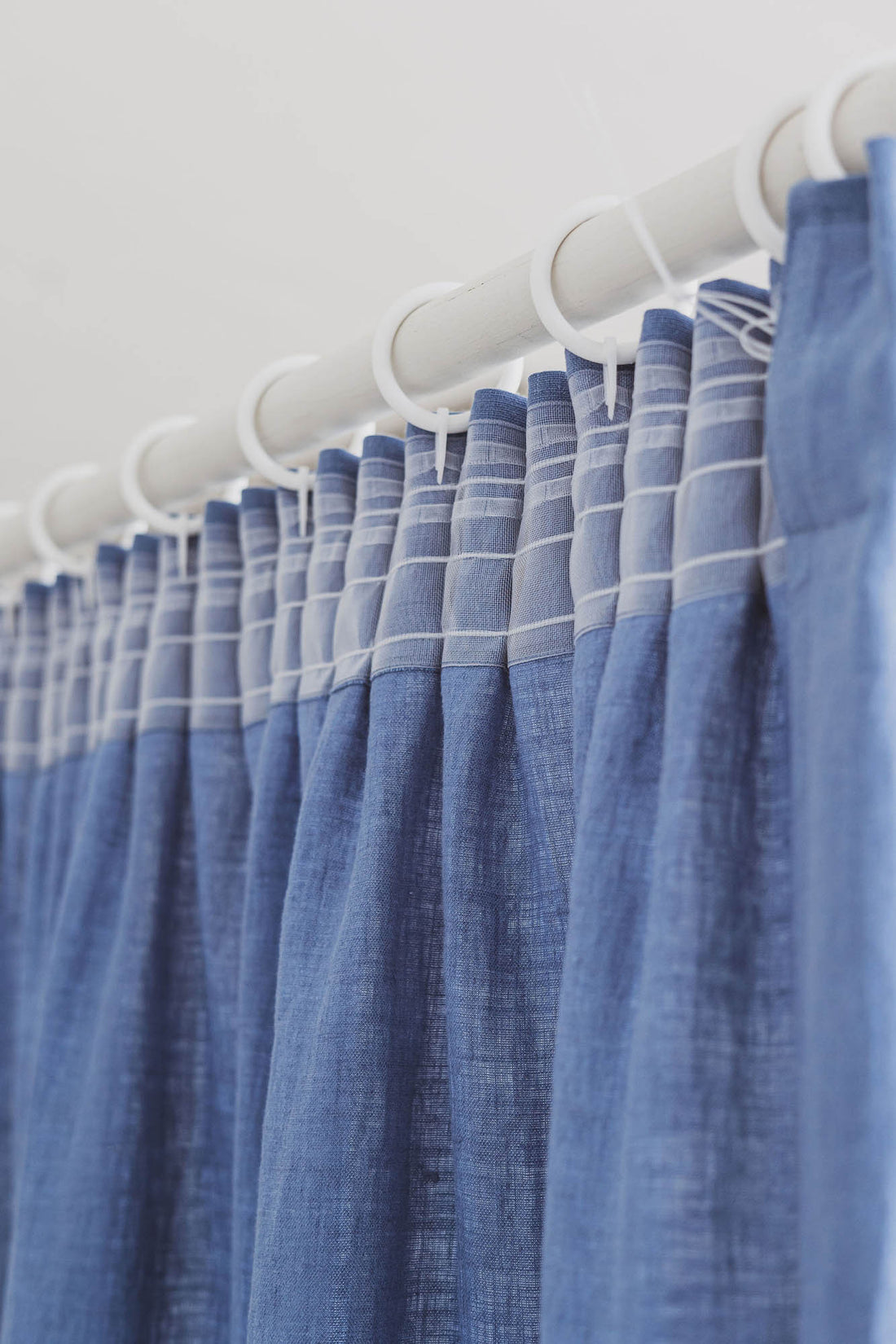 Pencil pleat linen curtain in denim blue