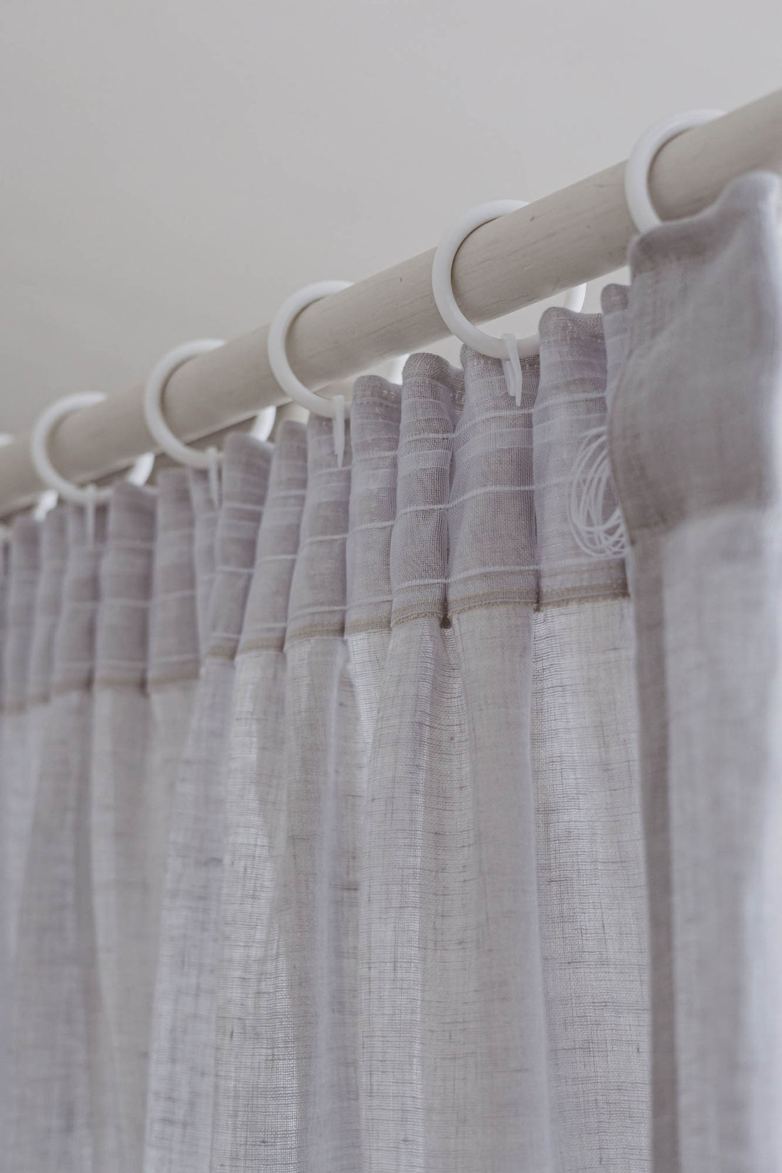 Sheer pencil pleat linen curtain in rainy day