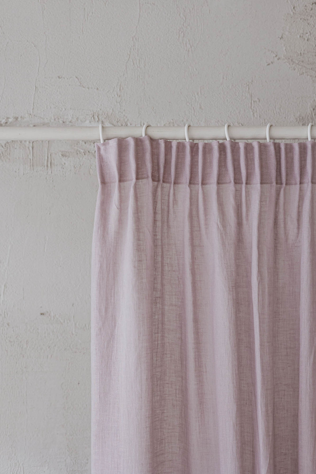 Sheer pencil pleat linen curtain in light lilac