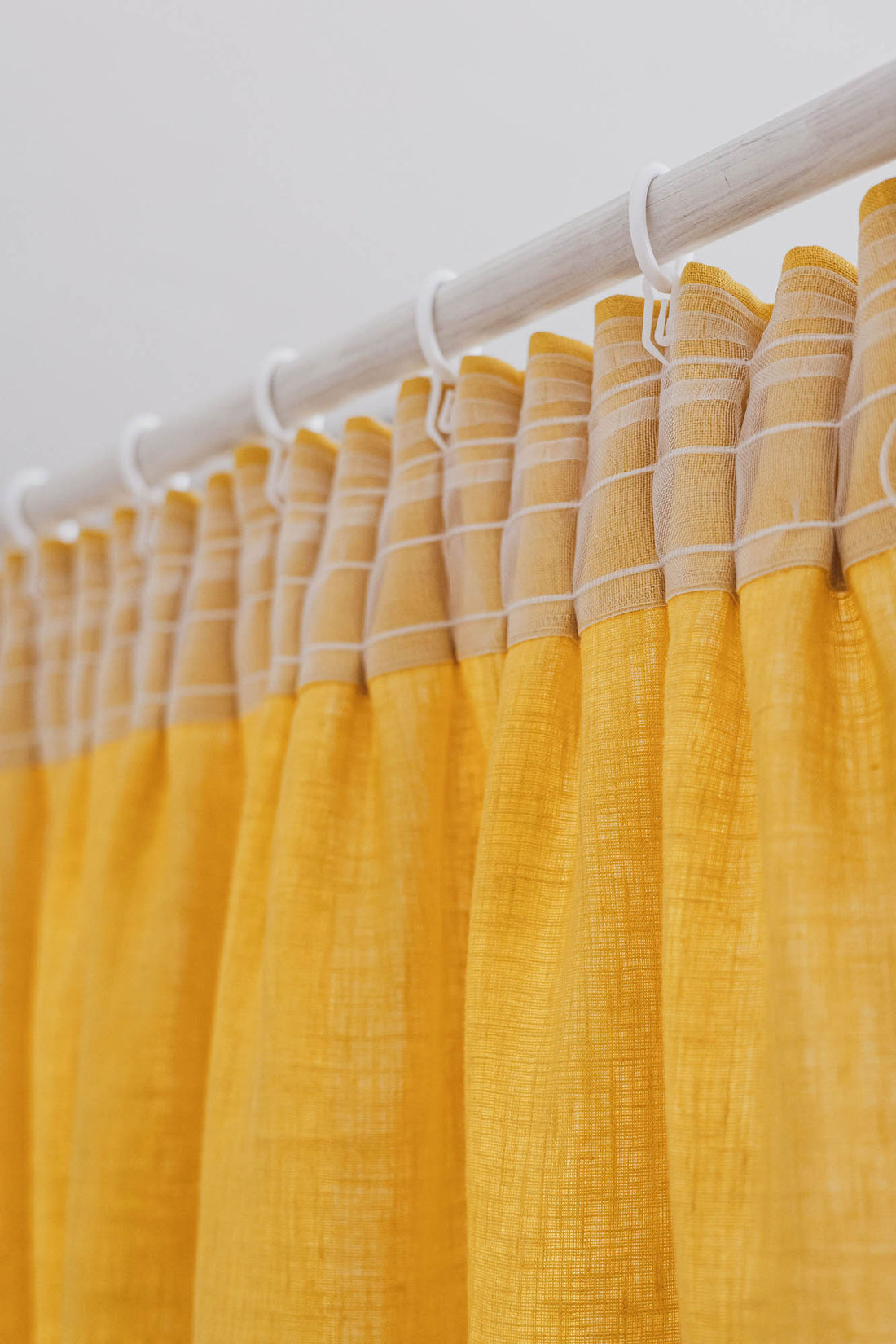 Pencil pleat linen curtain in mimosa yellow
