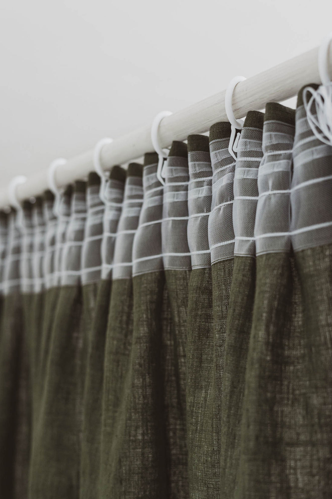 Pencil pleat linen curtain in forest green