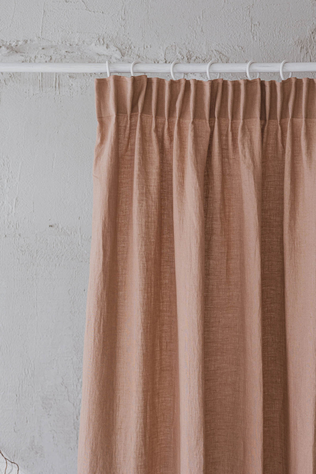 Pencil pleat linen curtain in misty rose