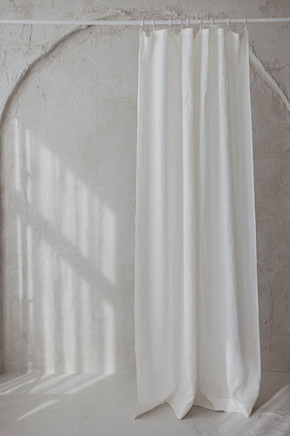 Off white linen curtain with simple hem, for clips