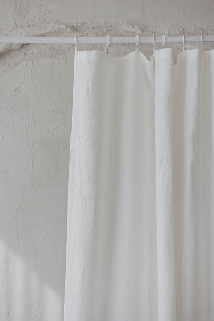 Off white linen curtain with simple hem, for clips