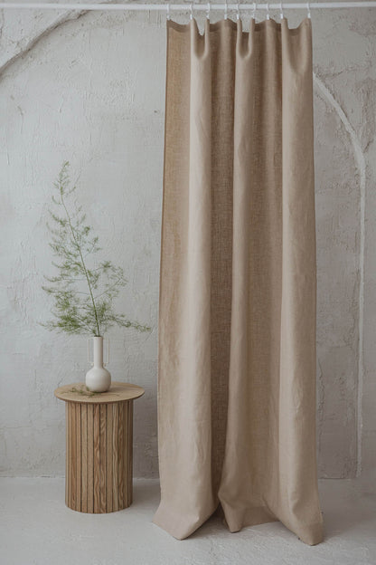 Sand linen curtain with simple hem, for clips