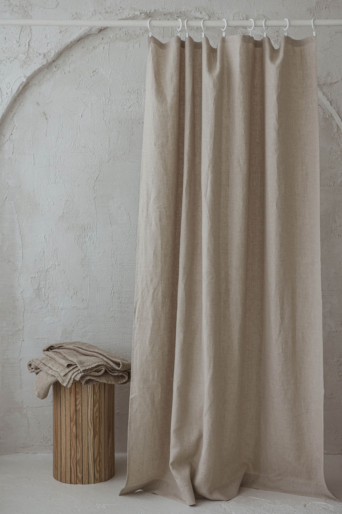 Natural linen curtain with simple hem, for clips
