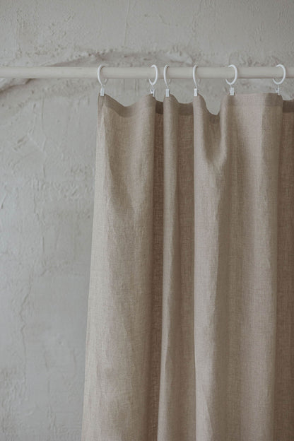 Natural linen curtain with simple hem, for clips