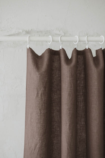 Cocoa linen curtain with simple hem, for clips