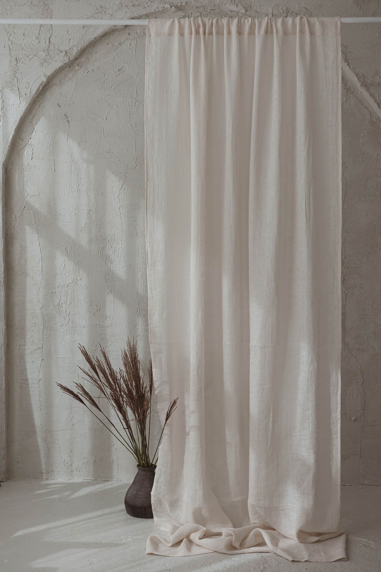 Light cream linen sheer curtain
