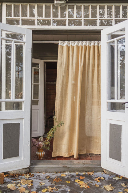 Wheat sheer linen curtain with multifunctional heading tape