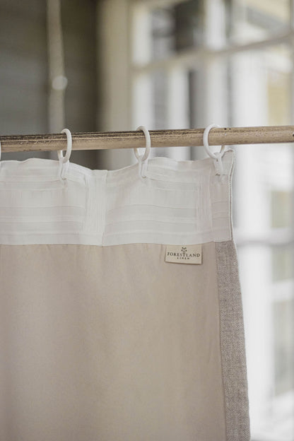 French style blackout linen curtain with cherry red stripes and multifunctional heading tape