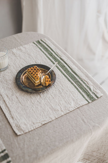 French style linen placemats with green stripes